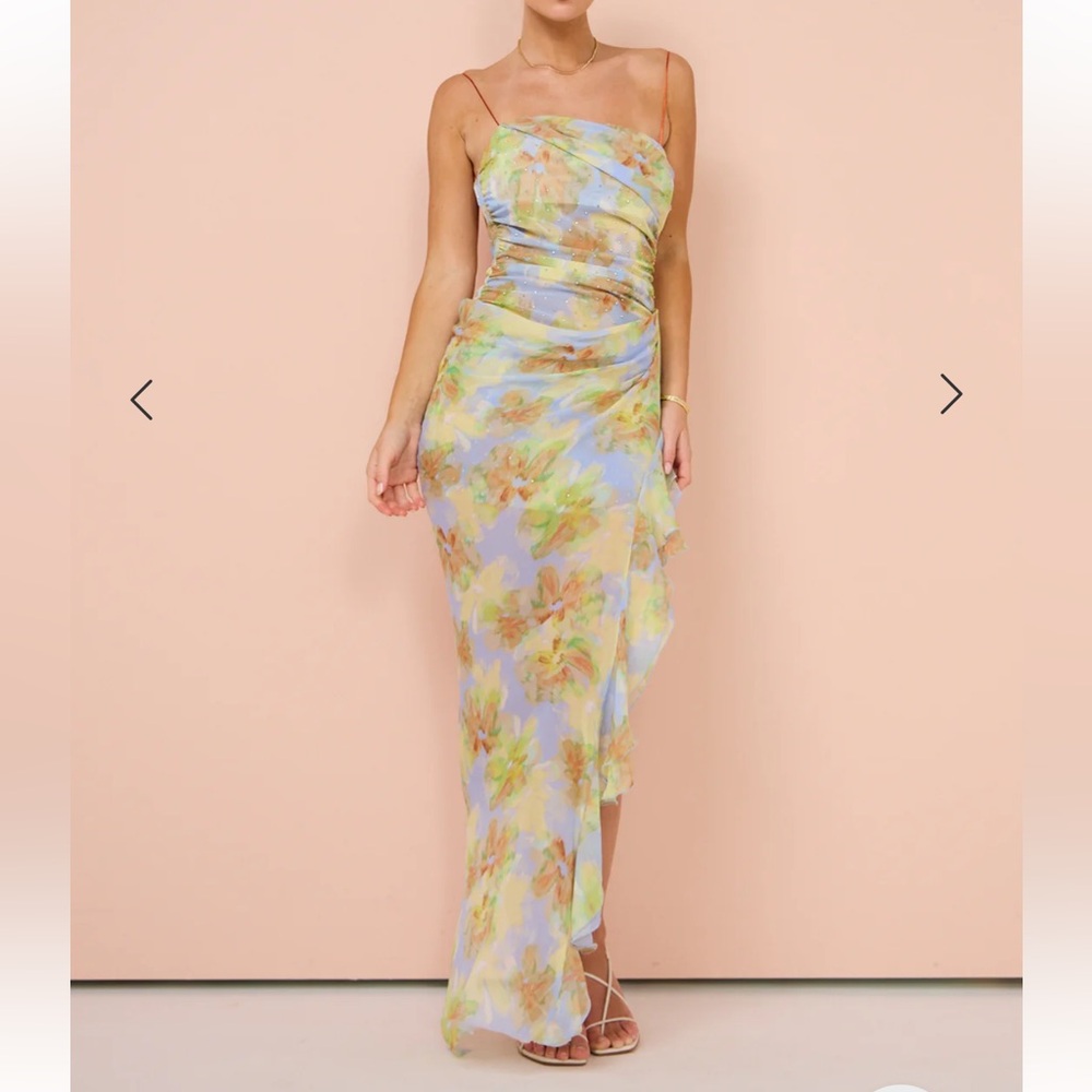 Bec & Bridge Zephy Asym Dress In Blue Blossom
